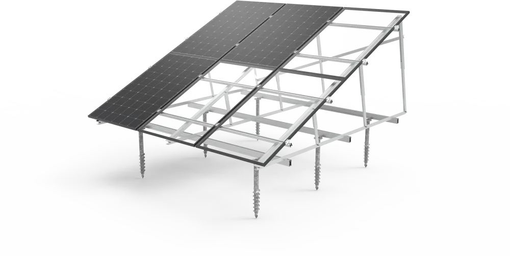 Aluminium onderconstructie met schroeffundering voor zonnepanelen