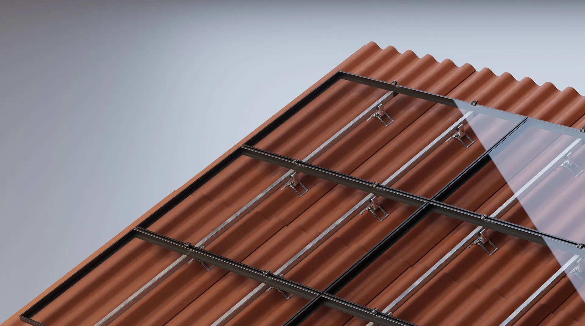 Esdec ClickFit EVO aluminium onderconstructie op een pannendak