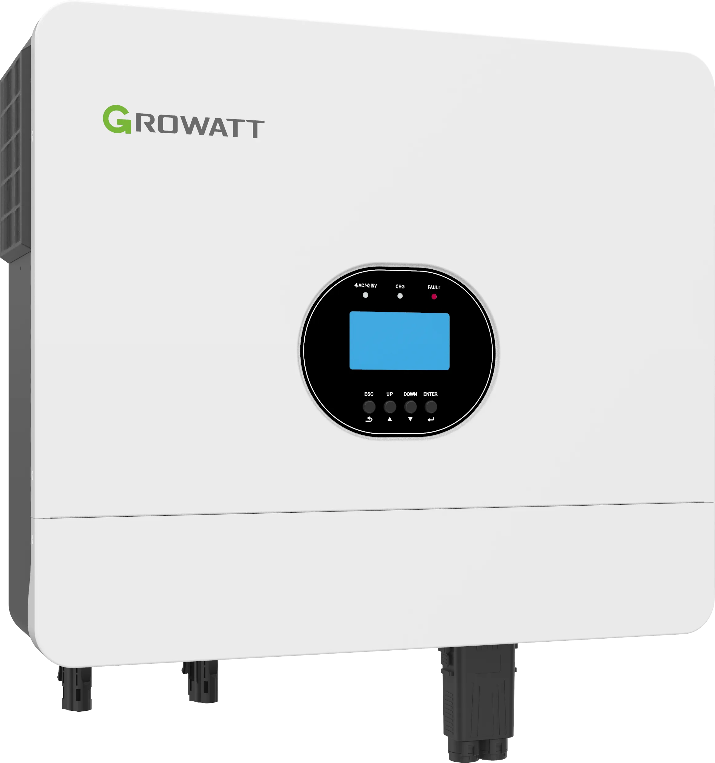 Growatt-omvormer met display bij een woning aan de Costa Blanca